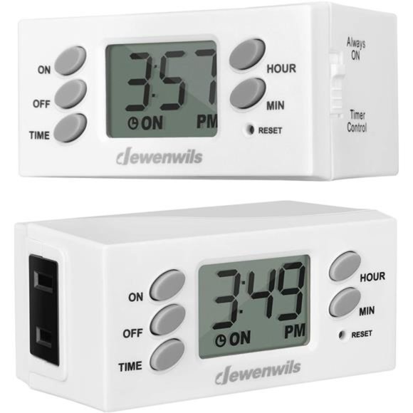 DEWENWILS 24 Hour Outlet Timer, 125V 15A 1000W Timers, 2 Pack - Picture 1 of 6